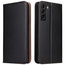 FIERRE SHANN - FIERRE SHANN för Samsung Galaxy S22+ 5G Fodral Äkta läder - Svart