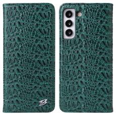 FIERRE SHANN - FIERRE SHANN för Samsung Galaxy S22+ Fodral Äkta läder - Grön
