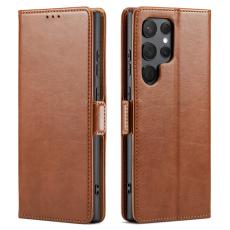 FIERRE SHANN - FIERRE SHANN för Samsung Galaxy S23 Ultra Fodral PU Läder - Brun