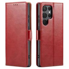 FIERRE SHANN - FIERRE SHANN för Samsung Galaxy S23 Ultra Fodral PU Läder - Röd