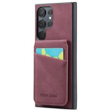 FIERRE SHANN - FIERRE SHANN för Samsung Galaxy S24 Ultra Fodral Äkta läder - Röd