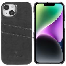 FIERRE SHANN - FIERRE SHANN iPhone 14 Plus Fodral i Olja Vax PU Läder - Grå