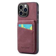 FIERRE SHANN - FIERRE SHANN iPhone 14 Pro Max Fodral Kickstand PU Läder - Röd