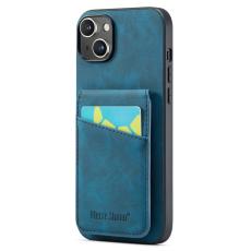 FIERRE SHANN - FIERRE SHANN iPhone 15 Plus Fodral RFID Blocking PU Läder - Blå