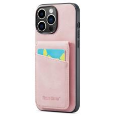 FIERRE SHANN - FIERRE SHANN iPhone 15 Pro Max Fodral Card Holder PU Läder - Pink