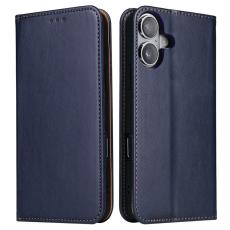 FIERRE SHANN - FIERRE SHANN iPhone 16 Fodral PU Läder Flip Ställ - Blå