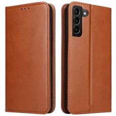 FIERRE SHANN - FIERRE SHANN Samsung Galaxy S22 5G Fodral PU Läder - Brun