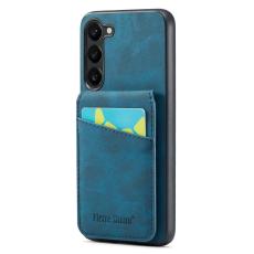 FIERRE SHANN - FIERRE SHANN Samsung Galaxy S22+ Fodral Kickstand PU Läder - Blå