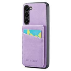 FIERRE SHANN - FIERRE SHANN Samsung Galaxy S22+ Fodral Kickstand PU Läder - Lila