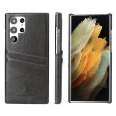 FIERRE SHANN - FIERRE SHANN Samsung Galaxy S22 Ultra Fodral Äkta läder - Grå