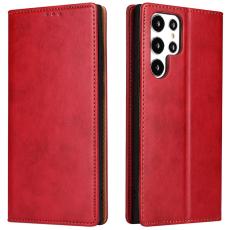 FIERRE SHANN - FIERRE SHANN Samsung Galaxy S22 Ultra Fodral PU Läder - Röd