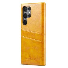 FIERRE SHANN - FIERRE SHANN Samsung Galaxy S23 Ultra Fodral Äkta läder - Gul