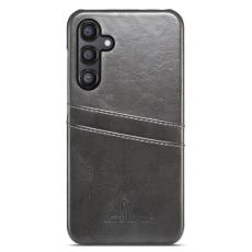 FIERRE SHANN - FIERRE SHANN Samsung Galaxy S25+ Fodral Waxy PU Läder - Grå