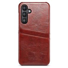 FIERRE SHANN - FIERRE SHANN Samsung Galaxy S25 Fodral - Waxy PU Leather - Brun