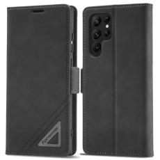 FORWENW - FORWENW F3-Series Samsung Galaxy S22 Ultra Flip Fodral Äkta läder - Svart