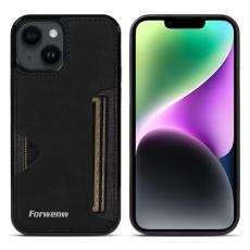 FORWENW - FORWENW F5 Series iPhone 15 Fodral Äkta läder - Svart