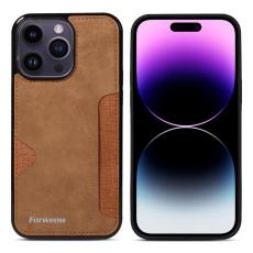 FORWENW - FORWENW F5 Series iPhone 15 Pro Max Fodral Äkta läder - Brun