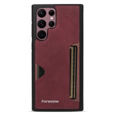 FORWENW - FORWENW F5 Series Samsung Galaxy S24 Ultra Fodral PU Läder - Vinröd