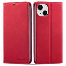 FORWENW - FORWENW iPhone 14 Plus Fodral i Äkta läder - Röd