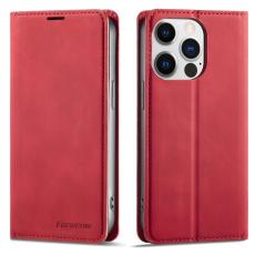FORWENW - FORWENW iPhone 15 Pro Fodral i Äkta läder - Röd