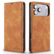 FORWENW - FORWENW iPhone 17 Pro Wallet Fodral Äkta läder - Brun
