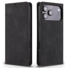 FORWENW - FORWENW iPhone 17 Pro Wallet Fodral Äkta läder - Svart