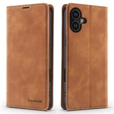 FORWENW - FORWENW iPhone 17 Wallet Fodral Äkta läder - Brun