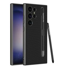GKK - GKK Samsung Galaxy S23 Ultra Fodral - PU + TPU - Kolfiber - Svart
