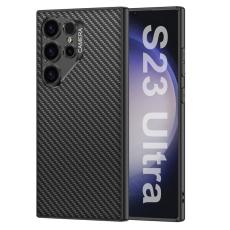 GKK - GKK Samsung Galaxy S23 Ultra Fodral PU + TPU + PC - Kolfiber - Svart