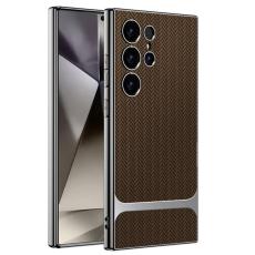 GKK - GKK Samsung Galaxy S24 Ultra Fodral - Woven Pattern - Kaffe