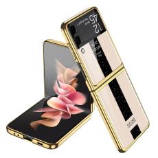 GKK - GKK Samsung Galaxy Z Flip3 Fodral - Hård PC - Äkta glas - Gold