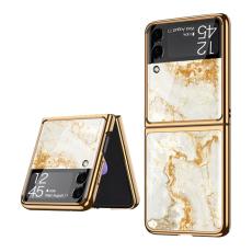 GKK - GKK Samsung Galaxy Z Flip3 Fodral - Härdat glas - Guld/Gul