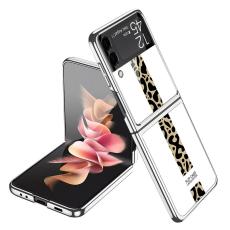 GKK - GKK Samsung Galaxy Z Flip3 Fodral - Härdat glas - Leopard Print