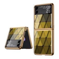 GKK - GKK Samsung Galaxy Z Flip3 Fodral - Härdat glas, PC - Rhomboid Gul