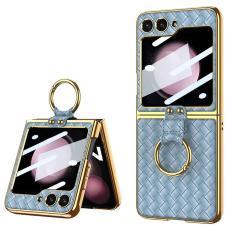 GKK - GKK Samsung Galaxy Z Flip5 Fodral &Auml;kta l&auml;der - Baby Blue