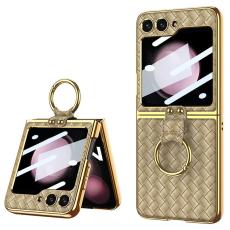 GKK - GKK Samsung Galaxy Z Flip5 Fodral &Auml;kta l&auml;der - Champagne Gold