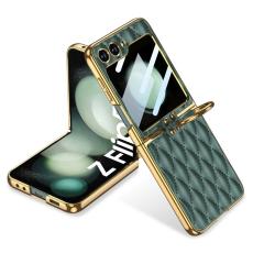 GKK - GKK Samsung Galaxy Z Flip5 Fodral &Auml;kta l&auml;der - Gr&ouml;n