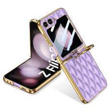 GKK - GKK Samsung Galaxy Z Flip5 Fodral &Auml;kta l&auml;der - Lila