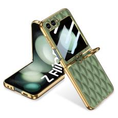 GKK - GKK Samsung Galaxy Z Flip5 Fodral &Auml;kta l&auml;der - Ljusgr&ouml;n