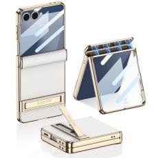 GKK - GKK Samsung Galaxy Z Flip5 Fodral Kickstand PU + PC - Vit