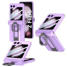 GKK - GKK Samsung Galaxy Z Flip5 Fodral Magnetisk Hinge PC - Lila