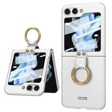 GKK - GKK Samsung Galaxy Z Flip5 Fodral Plast med Ringh&aring;llare - Silver