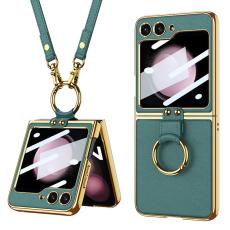 GKK - GKK Samsung Galaxy Z Flip5 Fodral PU L&auml;der - Gr&ouml;n