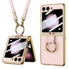 GKK - GKK Samsung Galaxy Z Flip5 Fodral PU L&auml;der - Rosa