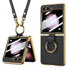GKK - GKK Samsung Galaxy Z Flip5 Fodral PU L&auml;der - Svart