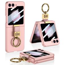 GKK - GKK Samsung Galaxy Z Flip5 Fodral Ring Holder H&aring;rd PC - Rosa
