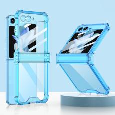 GKK - GKK Samsung Galaxy Z Flip5 Fodral TPU med H&auml;rdat Glas - Transparent Bl&aring;