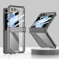 GKK - GKK Samsung Galaxy Z Flip5 Fodral TPU med H&auml;rdat Glas - Transparent Black