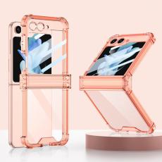 GKK - GKK Samsung Galaxy Z Flip5 Fodral TPU med H&auml;rdat Glas - Transparent Orange