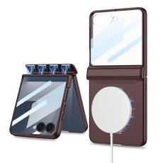 GKK - GKK Samsung Galaxy Z Flip7 Fodral Äkta läder - Vinröd